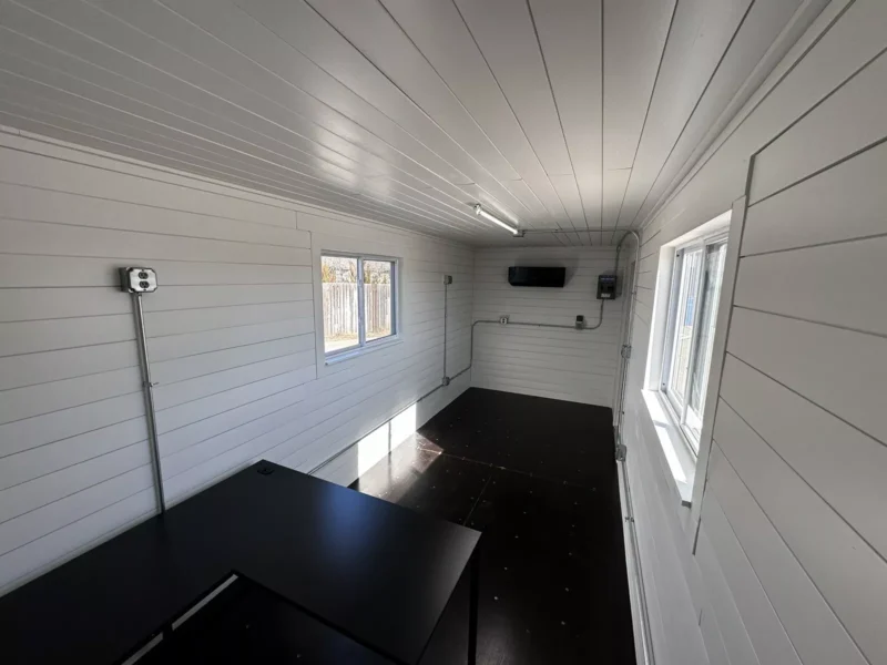 20 ft 20’ Slate Gray Shiplap 120V Shipping Container Office Minisplit - Image 5