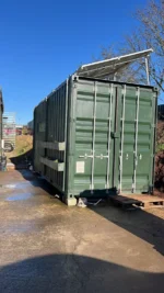 Converted shipping container, office, off-grid tiny home