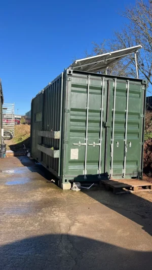 Converted shipping container, office, off-grid tiny home