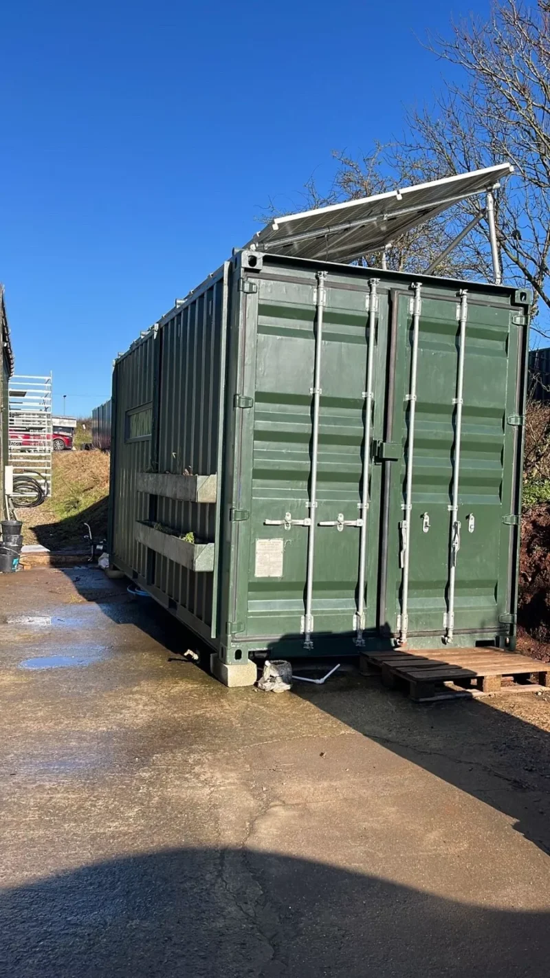 Converted shipping container, office, off-grid tiny home