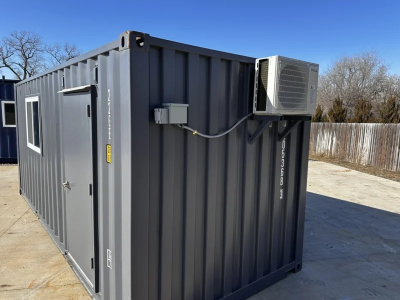 20 ft 20’ Slate Gray Shiplap 120V Shipping Container Office Mini Split - Image 3