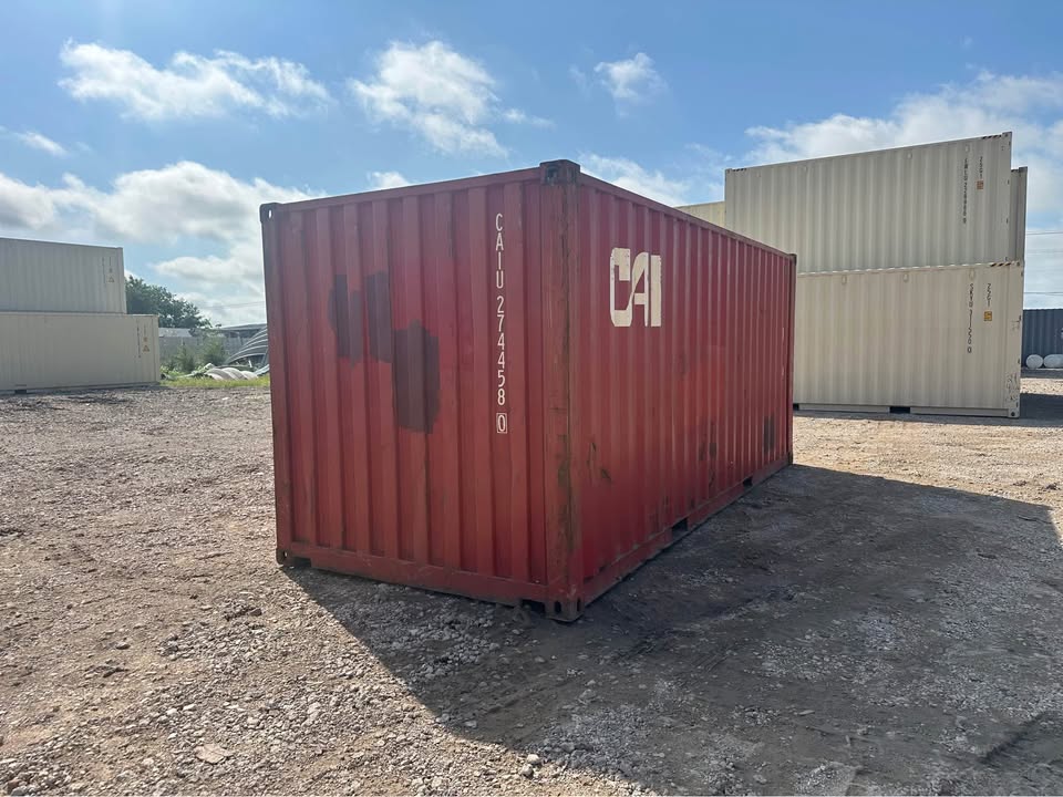 20ft Used Shipping Container – RED with Custom Lock Box - Image 2