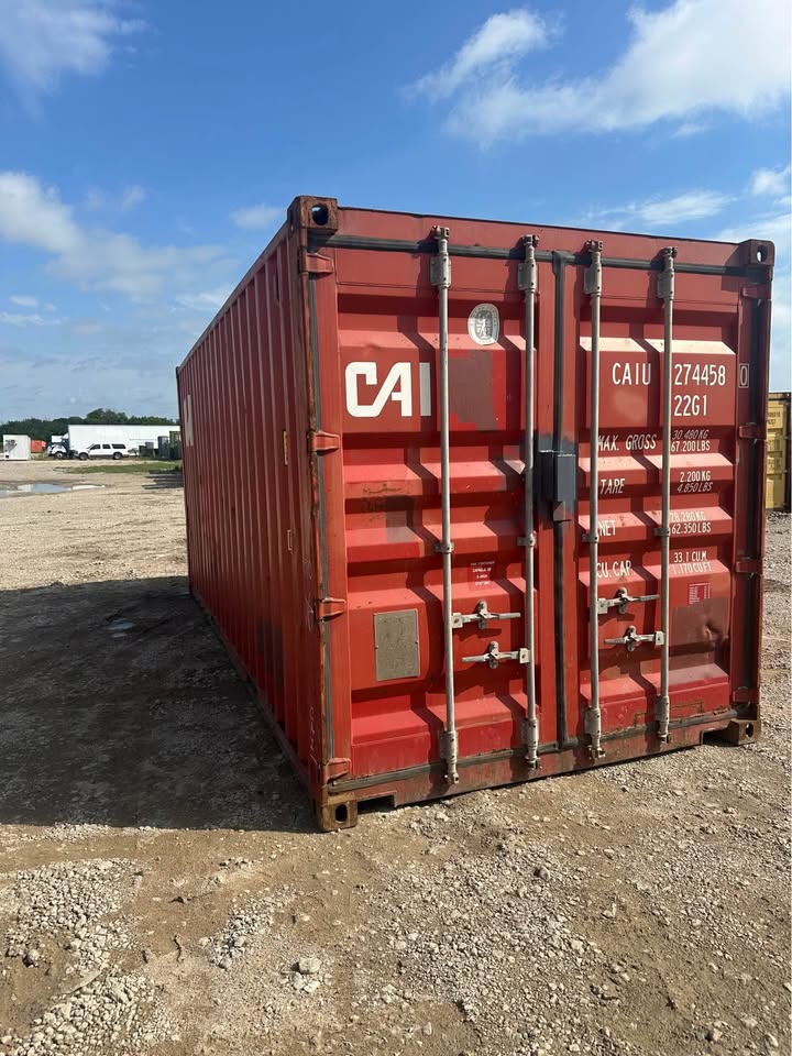 20ft Used Shipping Container – RED with Custom Lock Box - Image 3